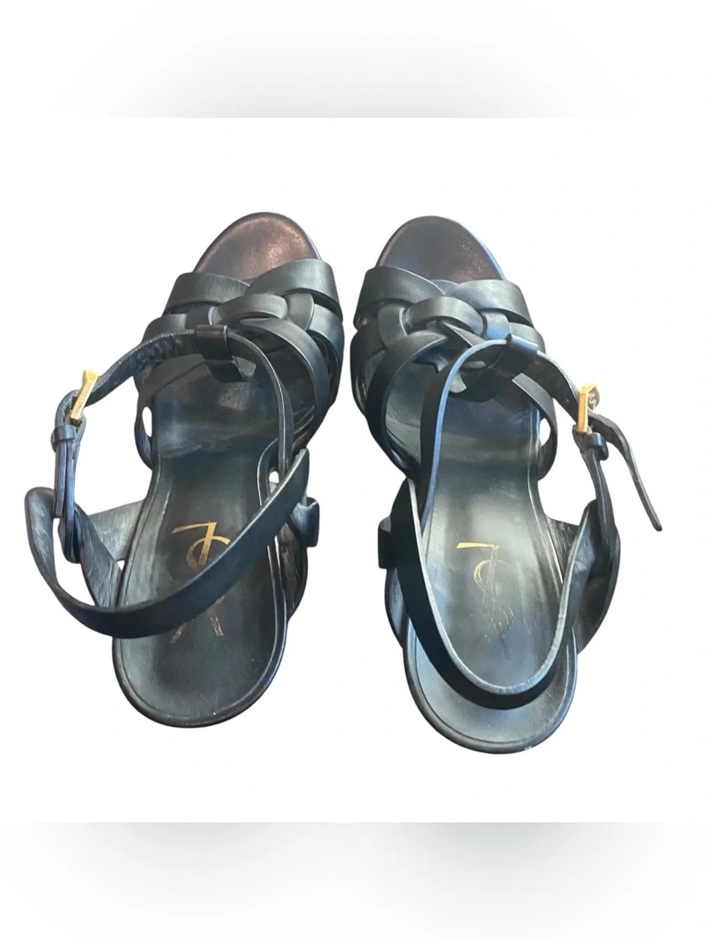 AS IS - Saint Laurent 105mm Tribute T-Strap Leather Slingback Stiletto Sandals